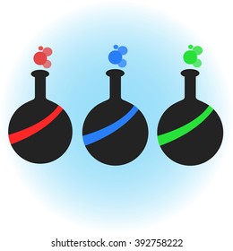 Set of potions with different effects for computer games or interface details