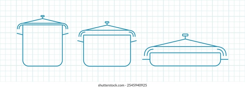 set of pots and pans for the kitchen, kitchen utensils