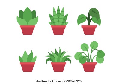 Set mit gepolsterten Pflanzen 1 Vectorart