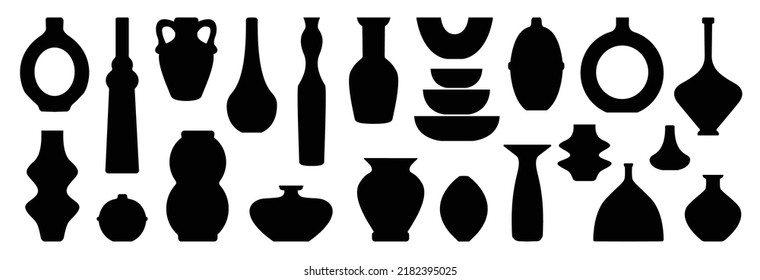 Set of pottery, modern vase shapes, set of ceramics