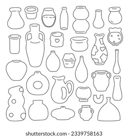 Set of pottery, modern vase shapes