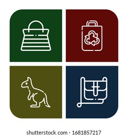 Set of pouch icons. Such as Handbag, Recycled bag, Kangaroo, Hand bag , pouch icons