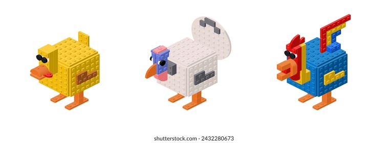 Conjunto de aves de corral de la granja. Vector