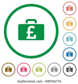 Set of Pound bag color round outlined flat icons on white background