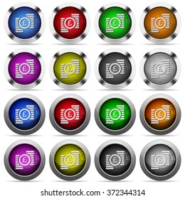 Set of Pound coins glossy web buttons. Arranged layer structure.