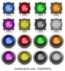 Set of Pound coins glossy web buttons. Arranged layer structure.