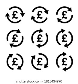 Set of pound money icon, Collection of gbp business sign, market economy Vektorgrafik