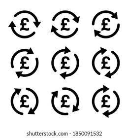 Set of pound money icon, Collection of gbp business sign, market economy Vektorgrafik