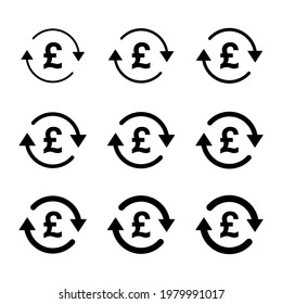 Set Pfund Geld Symbol, Sammlung von gbp Geschäftszeichen, Marktwirtschaft, Vektorgrafik .