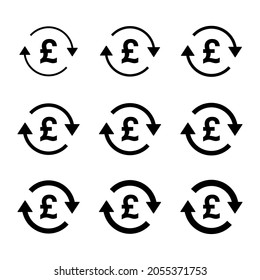 Set Pfund Geld Symbol, Sammlung von gbp Geschäftszeichen, Marktwirtschaft, Vektorgrafik .