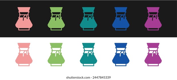 Set Pour over coffee maker icon isolated on black and white background. Alternative methods of brewing coffee. Coffee culture.  Vector