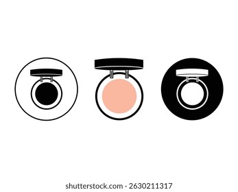 Set of powder box with makeup mirror, symbol icon design vector isolated on transparent background