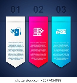 Set Power bank setting, Server and Fast payments. Business infographic template. Vector