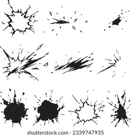  set of power blast comic action effect drawing lines