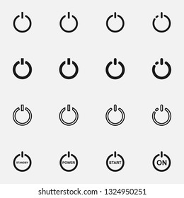 Set of power button black and white vector icon.