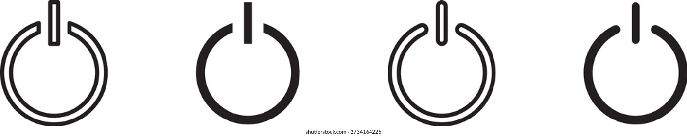 Set of power button icons, both outlined and filled ,Graphic power symbol set