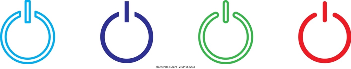 Set of power button icons, both outlined and filled ,Graphic power symbol set