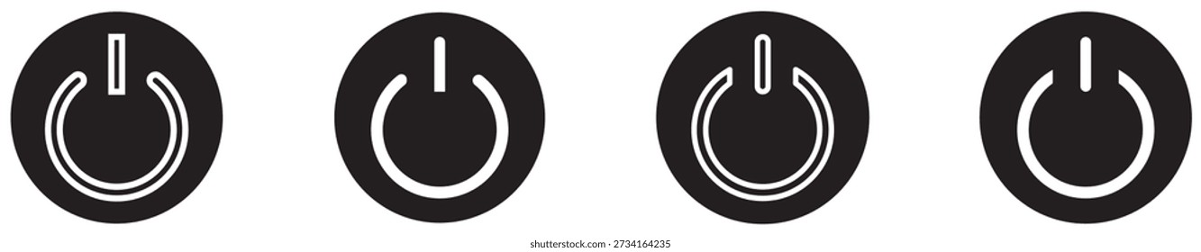 Set of power button icons, both outlined and filled ,Graphic power symbol set