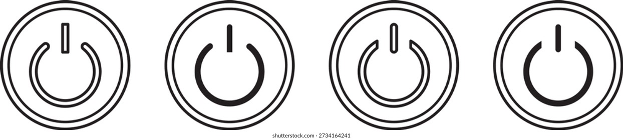 Set of power button icons, both outlined and filled ,Graphic power symbol set