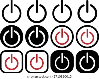 Conjunto de iconos de Botón de energía y encendido apagado