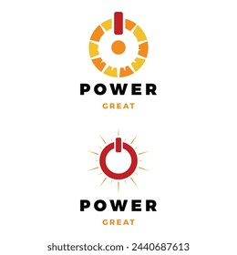 Set of Power Button Sun Icon Logo Design Template