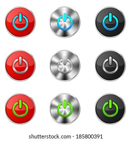 Set of power buttons isolated on a white background, illustration.