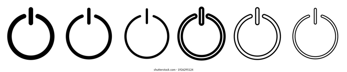 Set of power buttons. On and off simple icon. Start symbol isolated on white background. Vector illustration.