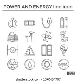 Set, power and energy icons.