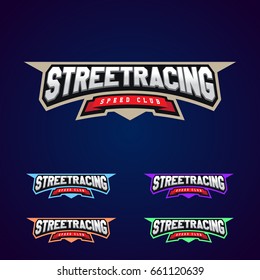 Set of the power full Street Racing sport typography logo emblem design svg