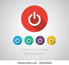 Set of power icons illustration with flat design. Clean and modern style 