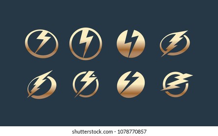 Set of Power lightning Logo Template vector illustration design