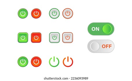 Set of power on off icon sign button vector design