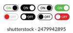Set of power On and Off switch icon collection. Toggle switch symbol. Vector Illustration.