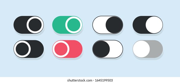 Set of Power ON OFF Switch slider button toggle. Flat icon illustration vector.