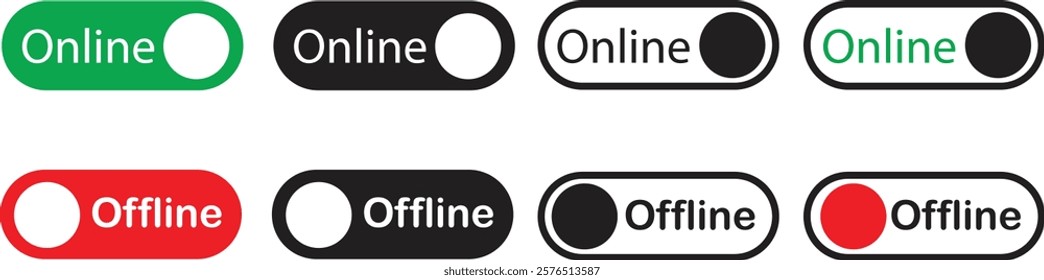 Set of power On and Off switch icon collection. Toggle switch symbol. isolated on white background. Vector Illustration.
