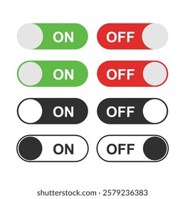 Set of power On and Off switch icon collection. Toggle switch symbol. Vector Illustration.