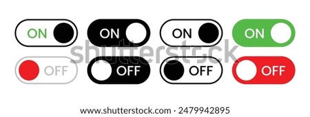 Set of power On and Off switch icon collection. Toggle switch symbol. Vector Illustration.