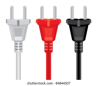 Set of power plug - cord on a white background. Vector illustration.