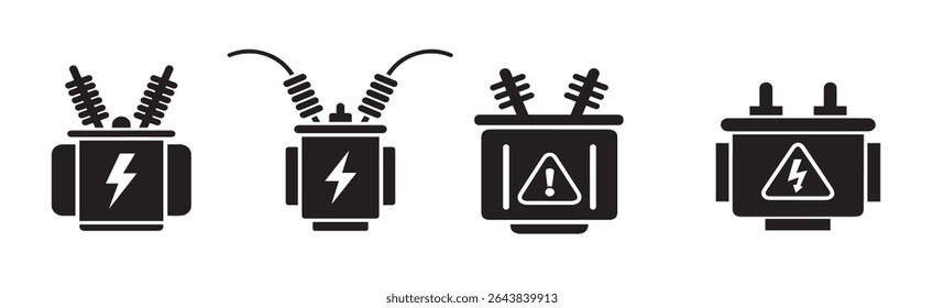 Set of power transformers warning sings vector