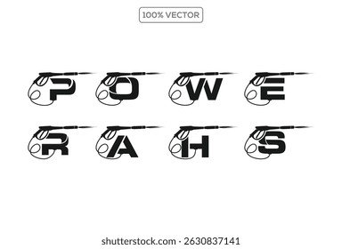 set of Power wash logo design vector with letter  concept.template design