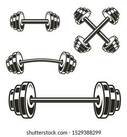 Set of powerlifting barbells isolated on white background. Design element for logo, label, badge, sign. Vector illustration