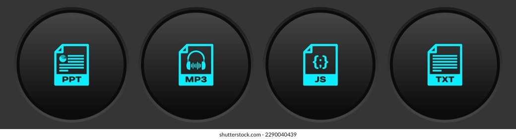 Establezca el documento de archivo PPT, los iconos MP3, JS y TXT. Vector