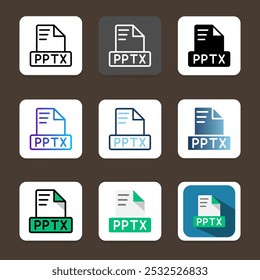 Set pptx icons file format suitable for applications and dashboard interfaces.