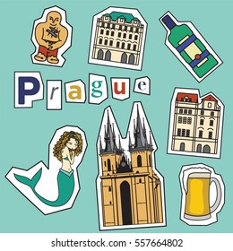 Set of Prague landmarks and icons