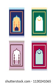 A set of prayer mats. Accesories for Muslims. Arab culture. Vector illustration. EPS 10. 1