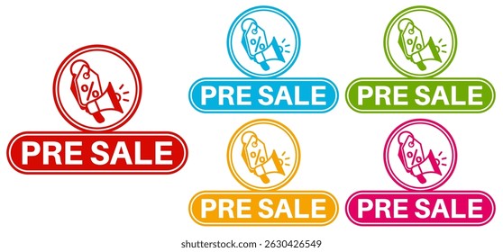 set pre sale sign symbol. online shop icon social media selling labels sticker design vector illustration