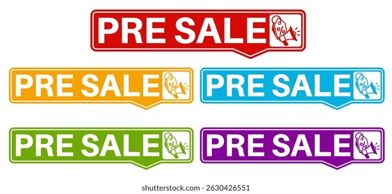 set pre sale sign symbol. online shop icon social media selling labels sticker design vector illustration