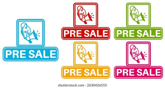 set pre sale sign symbol. online shop icon social media selling labels sticker design vector illustration