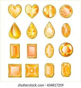 a set of precious stones of different forms of orange