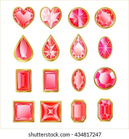 a set of precious stones of different shapes of red